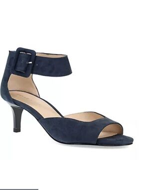 Pelle Moda Berlin Leather Heeled Dress Sandal - Midnight. Size 7.5